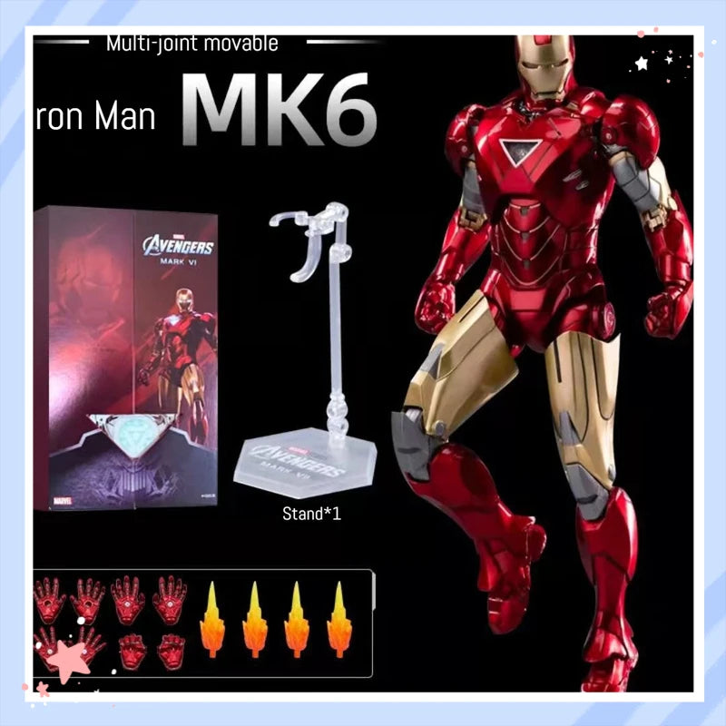 ZD Toys Marvel Iron Man MK2 Action Figure 18cm 20 Articulated Joints With Illuminated Charging Hall Of Armor Extra Hands