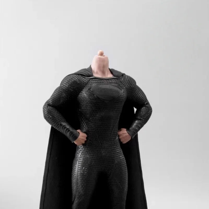 New Combat Suit Sn02 1/6 Scale Soldier Black Battle Suit With Cape Superhero Tight Body Fit Jumpsuit For 12inch