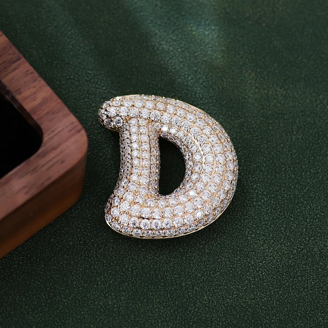 Provence jewelry custom name pendant iced out 10K/14K solid gold lab diamond letter pendant necklace brithday gift hip hop party