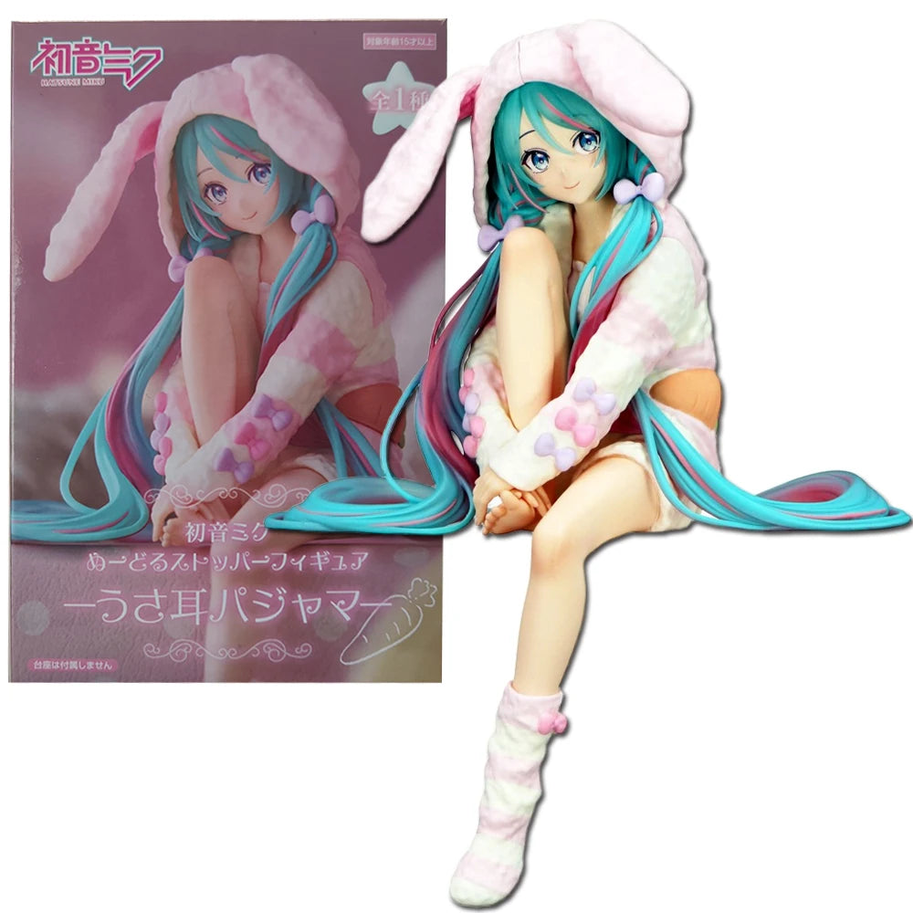 15CM Аниме HATSUNE MIKU Фигура Noodle Stopper Фигура Заешко ухо Пижама Модел Играчка Кукла Aciton Фигура Колекция Подарък PVC