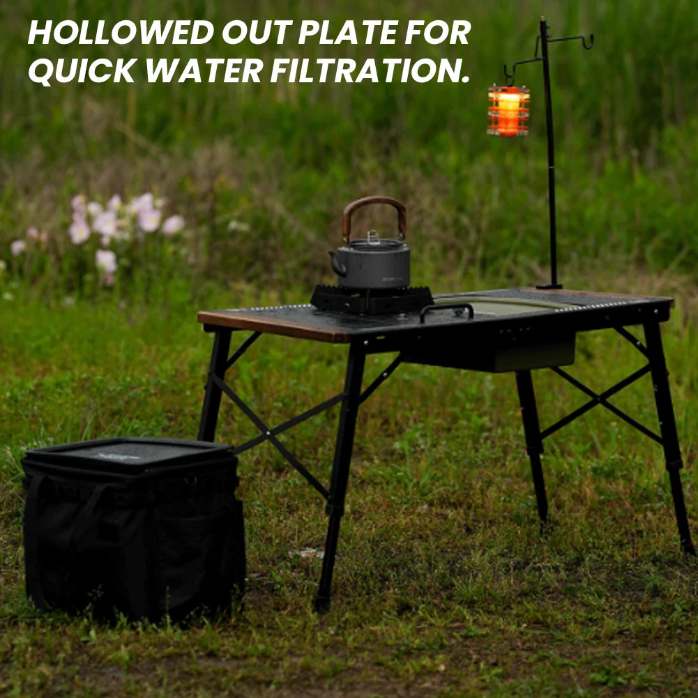 IGT One Unit Tea Tray Multifunctional Pots Bowls Plates Holder Basket Large Capacity Camping Storage Tea Tray for Outdoor Travel