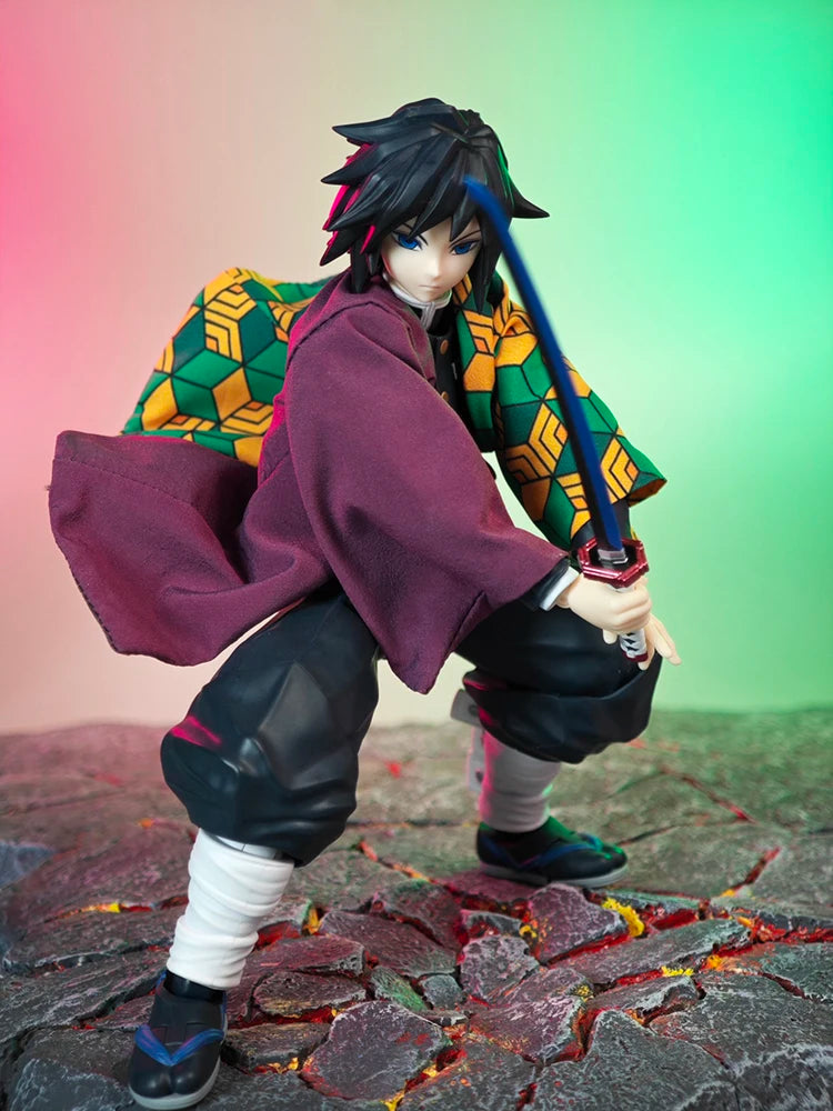 1/12 SHF Anime Tomioka Giyuu Mini Splicing Windbreaker Coat Clothes Accessory For 6" Demon Slayer Action Figure DIY Decoration