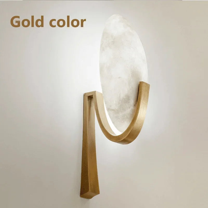 Nordic Luxury Copper Marble Wall lamp Sconce Postmodern Natural Stone wall light Bedroom Living Room led Decoration lighting