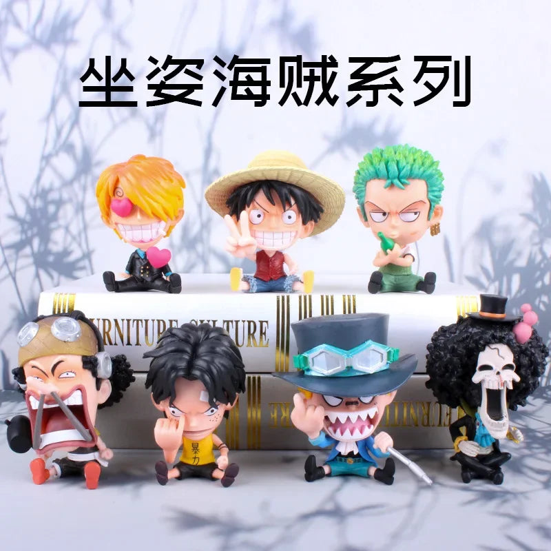 One Piece Zoro Luffy Sanji Anime Figure Ver. Robin Nami Brook Chopper PVC Car Decoration Figures Model Toy Kids Christmas Gift