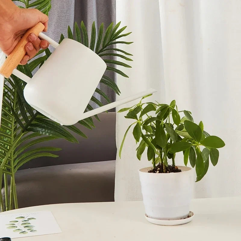 1000ML Stainless Steel Long Mouth Green Plant Watering Can Can Use Handle Perfect Watering Flower Plants Shower For Garden
