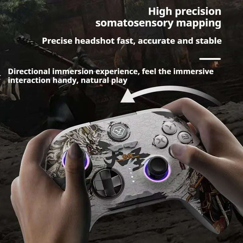 Wireless Game Controllers with Dual Hall Joystick Trigger 0.1mm Accuracy RGB Compatible for PC/Switch(iOS/Android/Stream)