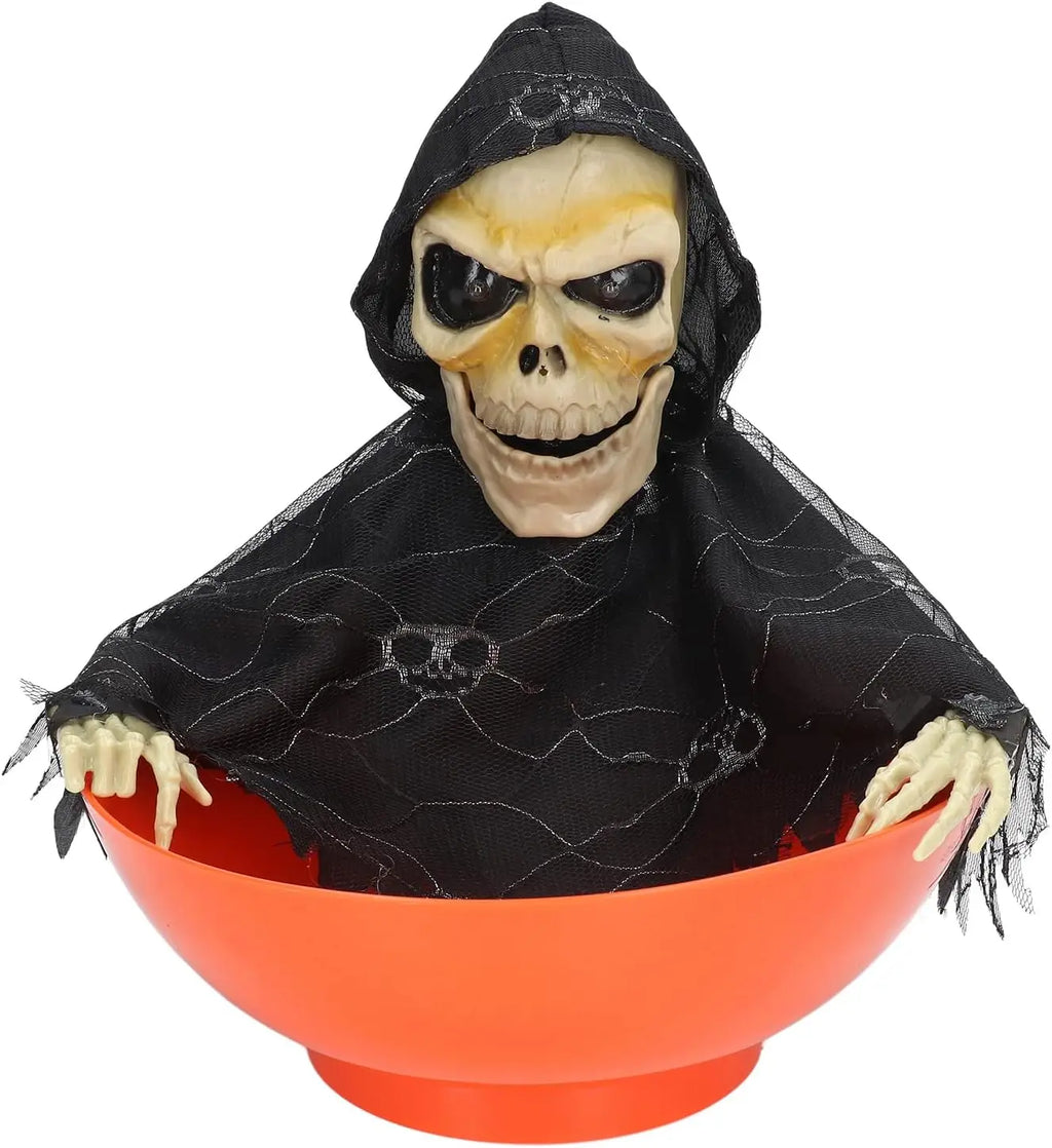 Glowing Swing Ghost Bowl Halloween Motion Sensor Screaming Head Extension Terrifying Fruit Display Haunt Tech Party Essential