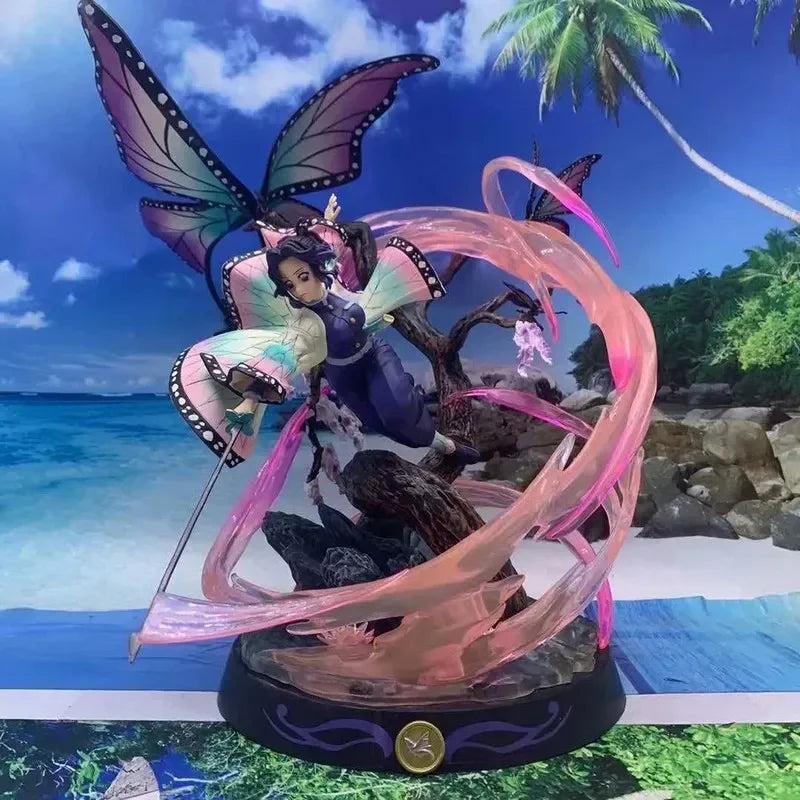 33cm Demon Slayer Kochou Shinobu Gorgeous Special Effects Fighting Posture Statue Animation Model Collection Ornaments Gifts