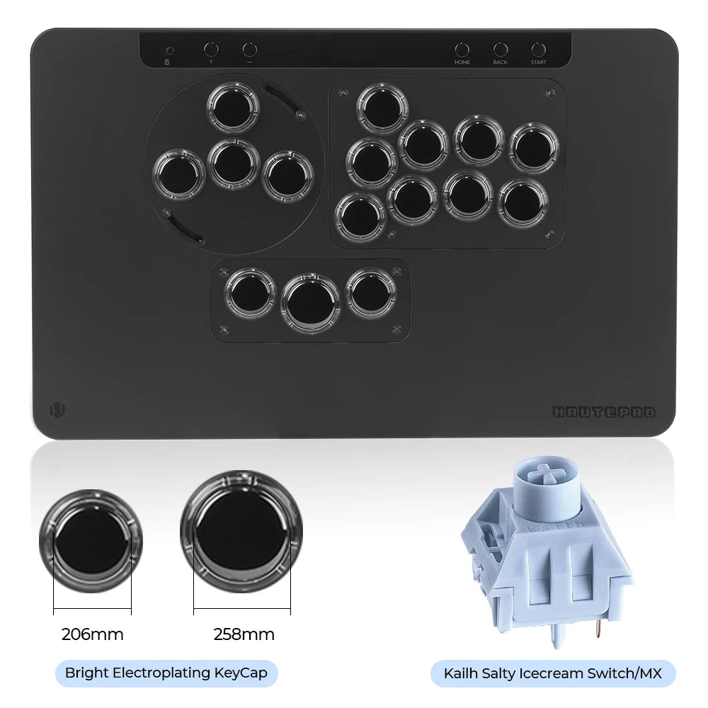 Haute42 Arcade Leverless Controller HautePad X Stickless Fightstick For PC/PS4/PS5 Hitbox Controller Ambient RGB PL/ MX Module