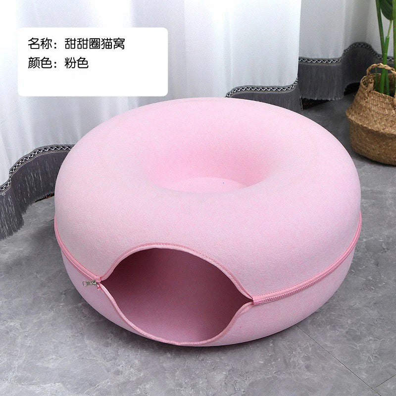 Donut Katzenbett Interaktiver Tunnel Haustier Filz Indoor Spielzeug Katzen Haus Kätzchen Trainingsspielzeug Katzenhütte Haustierbedarf