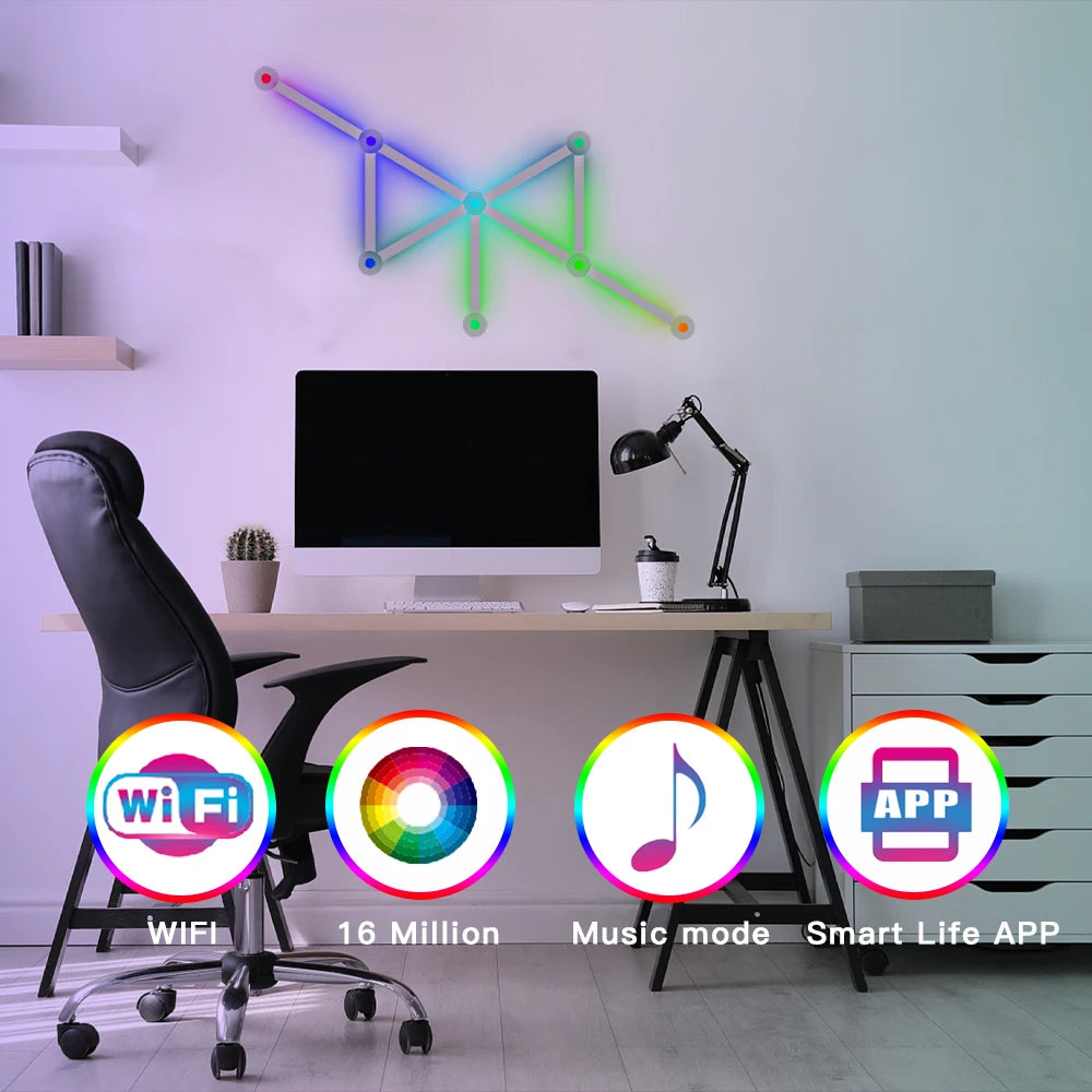 WIFI RGB Wall Light Bar RGBIC LED Light Smart Gaming Lights Works with Alexa and Google Assistant LED Wall Lights for Bedroom