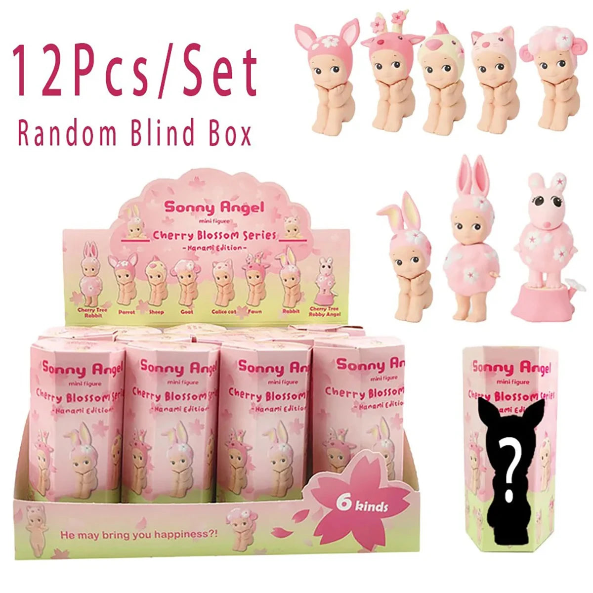 Sonny Cherry Blossom Series Box Anime Figure Cartoon Cute Desktop Ornaments Decoration Model Children Birthday Toy Random Gift