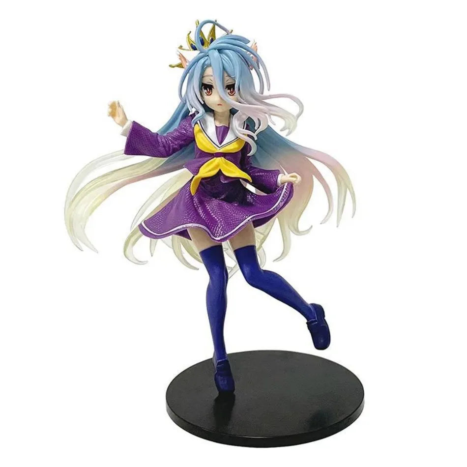 In stock anime no game no life: zero shiro desktop cute white figure for cat ear t-shirt 10cm model toy figure ornaments present