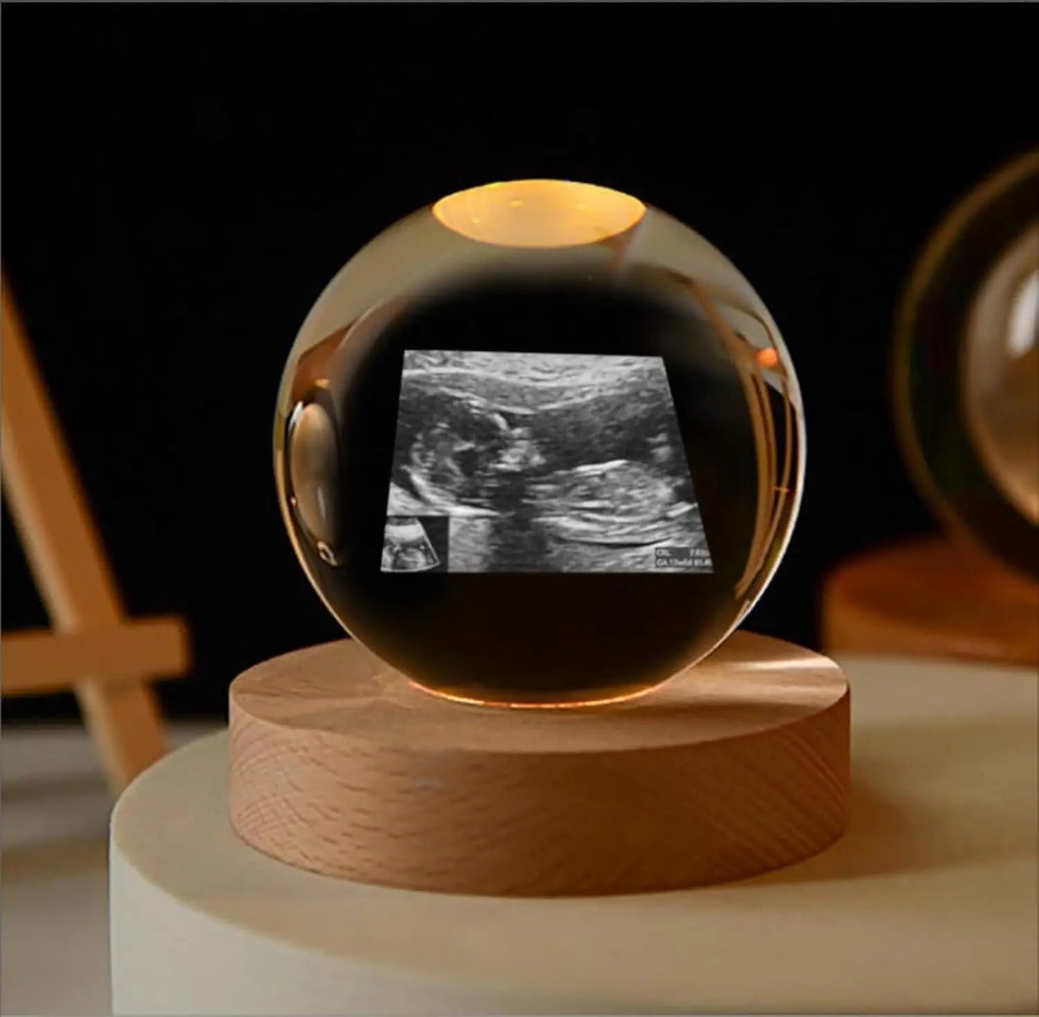 Custom Photo Night Light  Personalized 2D Crystal Ball LED Lamp for Baby Ultrasound Wedding Couple Parents Pet Desk Decor Gift