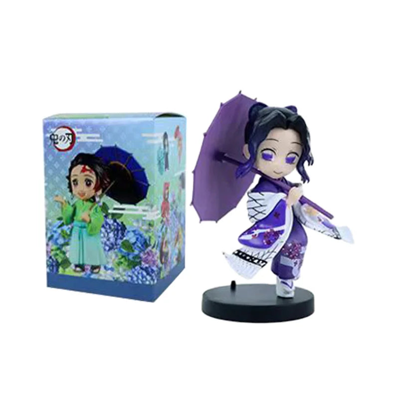 6pcs Q Version Demon Slayer Sitting Ghost Doll Tanjiro Nidouzi Inosuke Zenizu Toy Figural PVC Model Gift