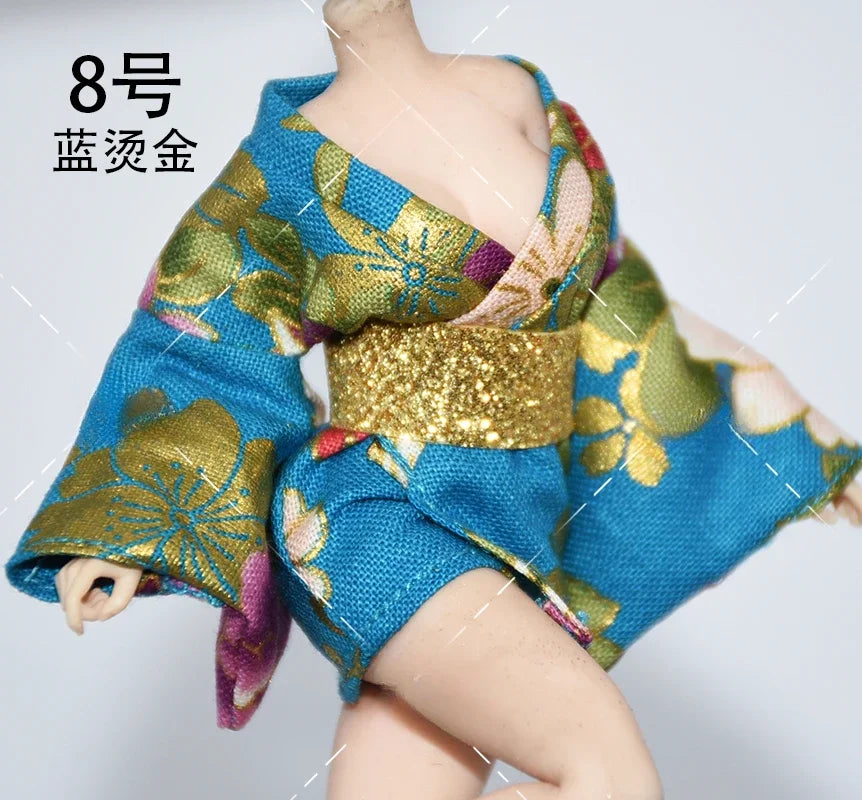 1/12 Scale Female Soldier Short Japanese Printing Kimono Dress Clothes Model for 12" Tbleague Phicen Body Accessories