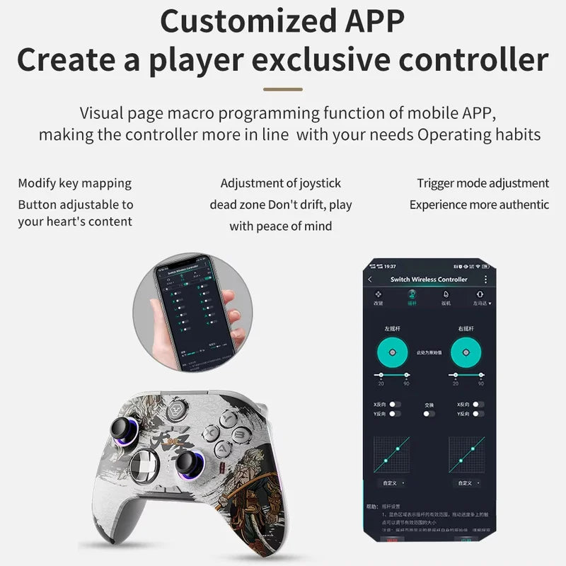 New Aolion Wireless Gamepad Gaming Controller Compatible With Pc/Switch/Ios/Android/Steam Black Myth Wukong  Rgb Hall Effect