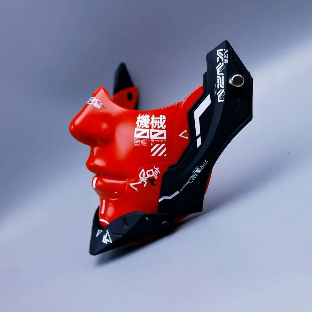 Future Technological Functional Style Mechanical Punk Face Mask Man Woman Halloween Mask Cosplay Costume Red White Face Guard