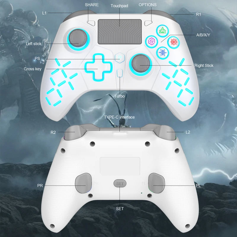 Wireless Game Controller for PS5/PC/Steam/IOS Gamepad Turbo Dual Vibration 6-Axis Joysticks Gaming Remote Control Handle Rocker