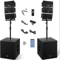 PRORECK 18-Zoll-8000-W-PMPO-Stereo-Bluetooth/DJ/Powered PA-Lautsprechersystem-Kombiset mit zwei Subwoofern und 6 Line-Array-Lautsprechern