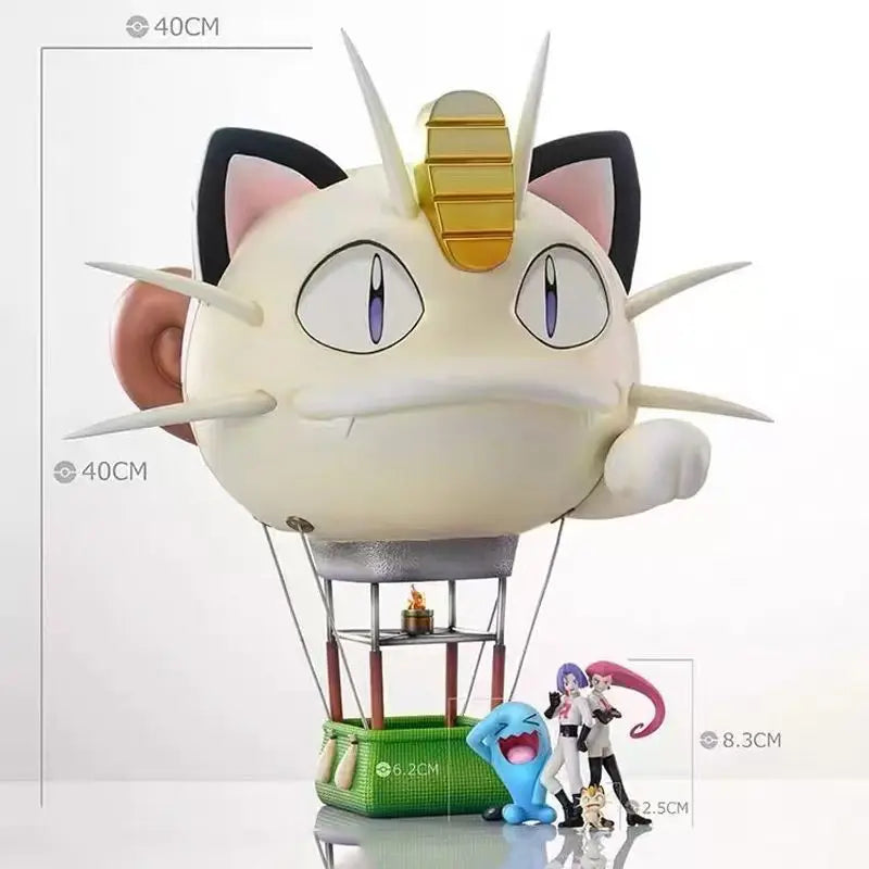 40cm Rocket Team Anime Figure Meowth Hot Air Balloon Figures Wobbuffet Figures Pvc Statue Collection Model Custom Gifts Toys