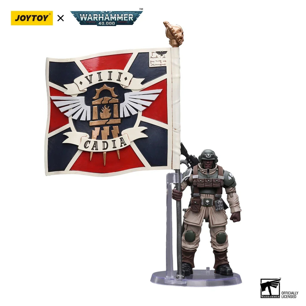 JOYTOY Warhammer 40k 1/18 Action Figures Anime 10.7cm Astra Militarum Cadian Command Squad Veteran with Medi-pack  Model Toys