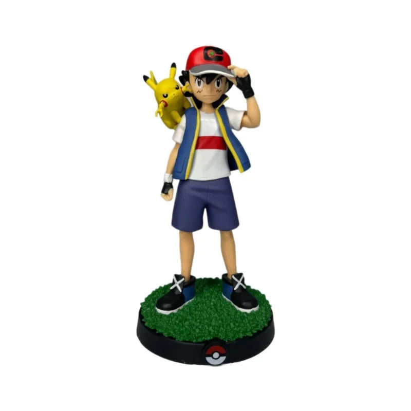 18CM Pikachu PVC Statue - Ash's Pikachu Figure, Anime Collectible Model, Desktop Decor, Gift Box Packaging, Birthday Gift