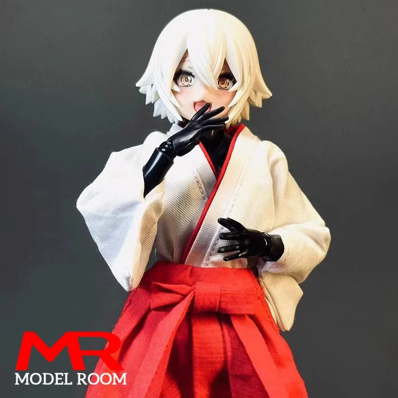 1/12 Scale Japan Miko Costume Kimono Clothes Model Fit 6'' Romankey Snail Shell Soldier Action Figure Body Dolls
