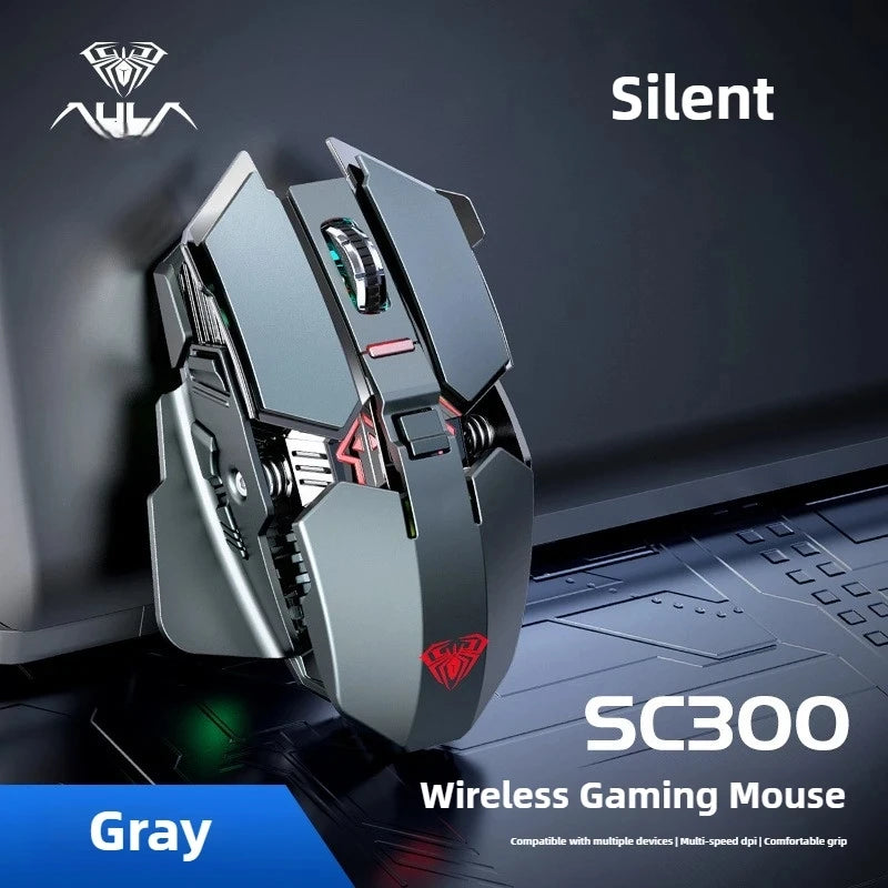 SC300 Wireless Mouse Rechargeable Silent Notebook Desktop Computer Mechanical E-sports Game Home With 4 Color Cool Lights