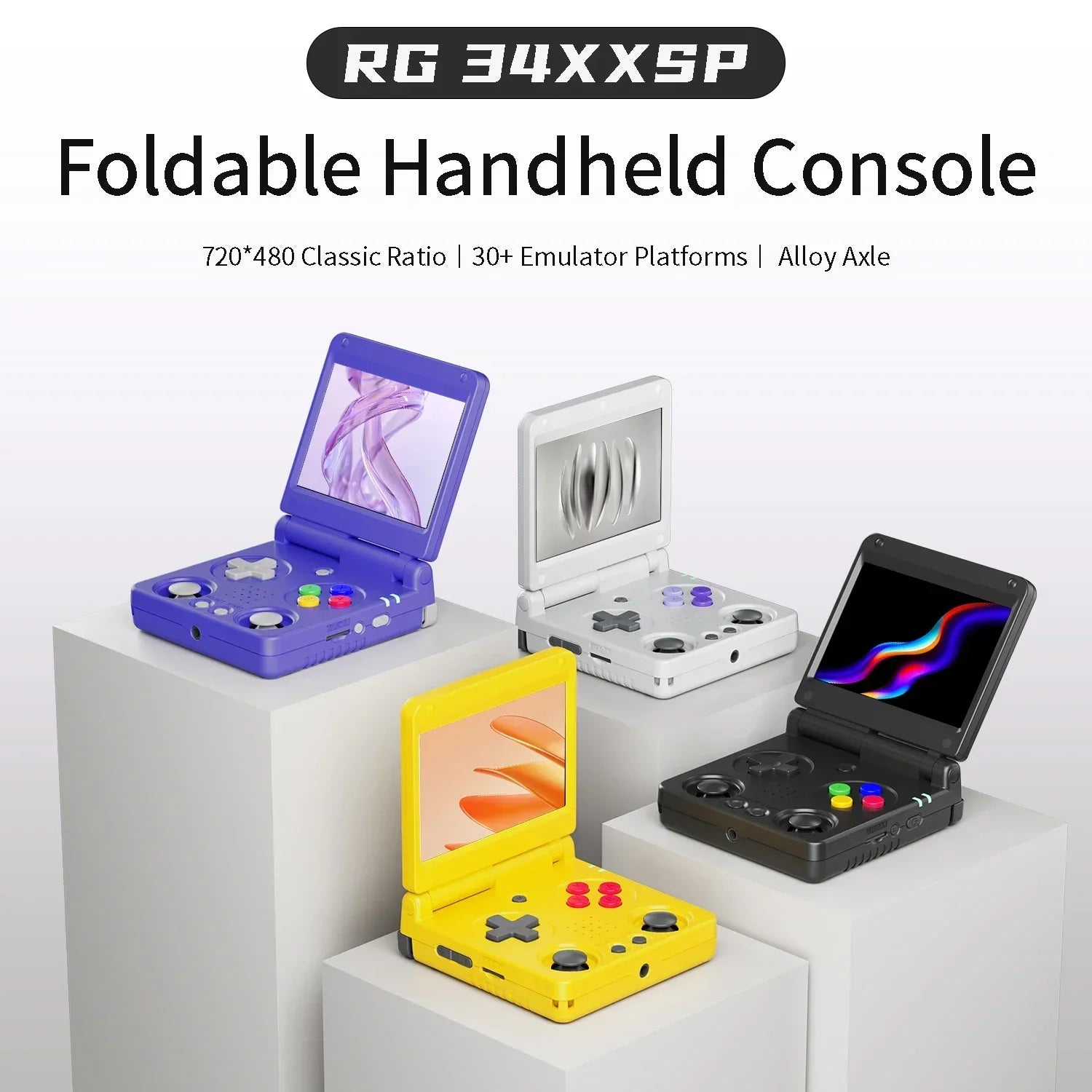 ANBERNIC RG34XXSP Flip Handheld Console 3.4'' IPS Screen Linux 64-bit 64G 5000+ Games Supports 5G WIFI HD-MI TV Output Streaming