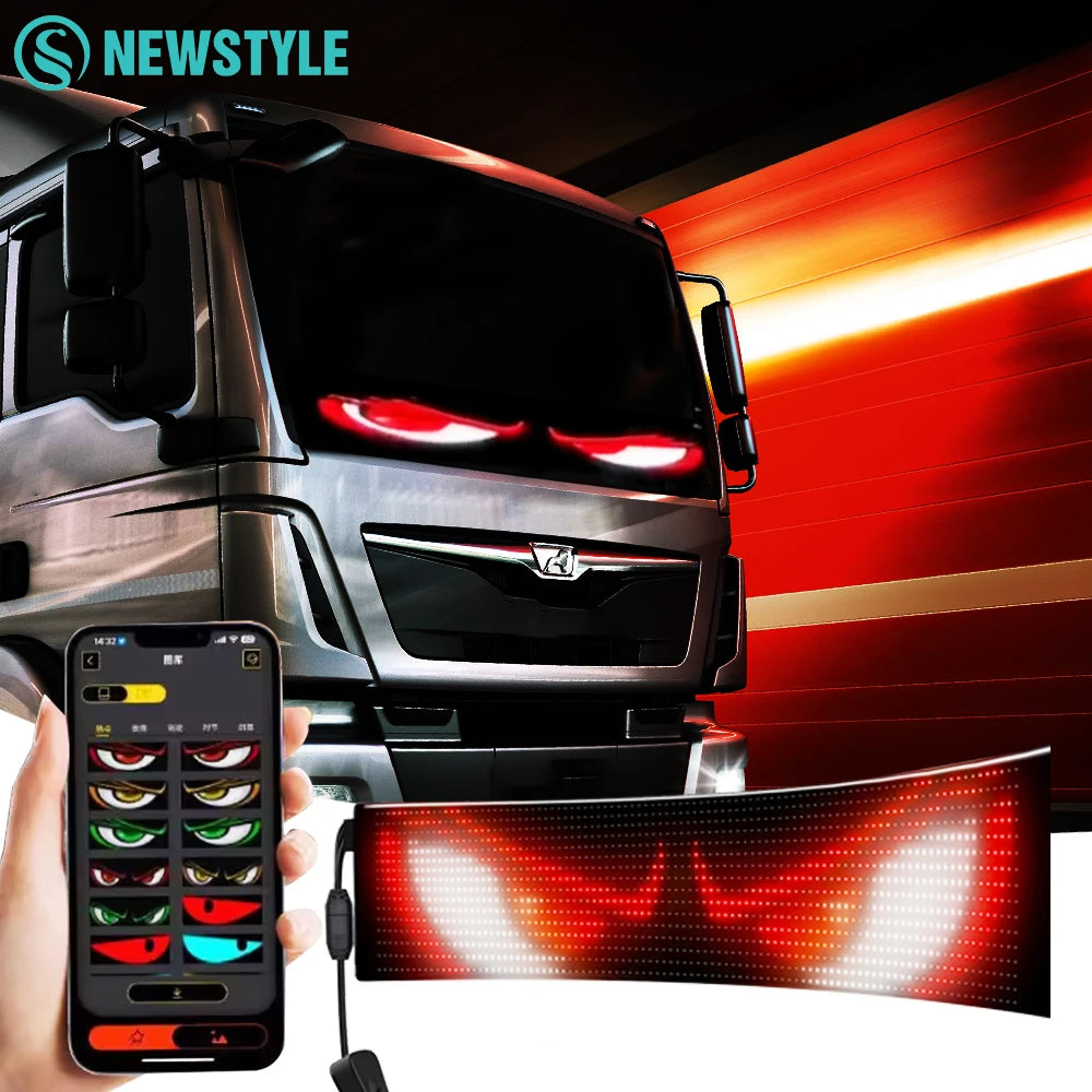 Smart Programmable Devil Eyes Flexible Panel Light For Cars APP Control LED Matrix Display Screen Message Scrolling Light