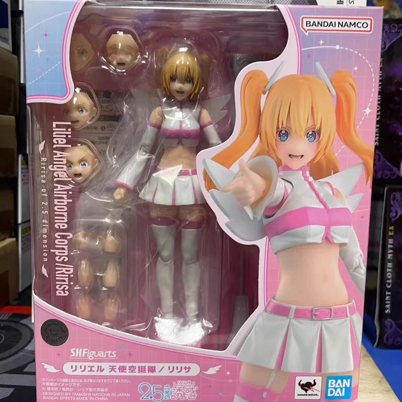 Bandai Genuine SHF Ririsa of 2.5 Dimension Liliel/Miriella Angel Airborne Corps/Ririsa/Mikari Anime Action Figure Model Toy Gift