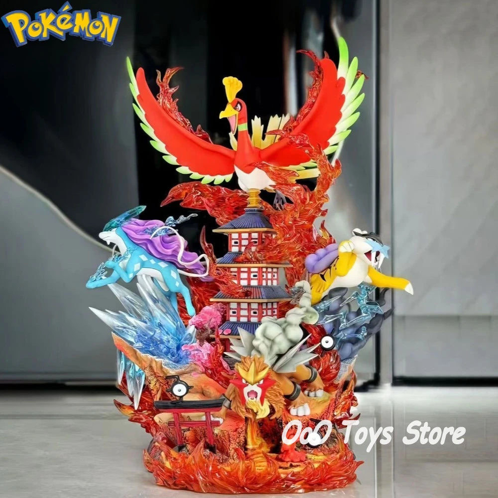 Anime Pokemon Figure Raikou/Suicune/Entei/Ho-Oh Action Figures Pvc Collection Model Toys for Children Gifts 38cm/14.96in
