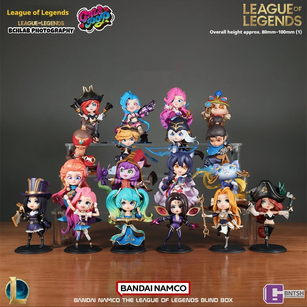 Bandai Gals Pop League Of Legends Lol Blind Box Q Edition Handmade Model Car Ornament Doll Trendy Play Handmade Gift