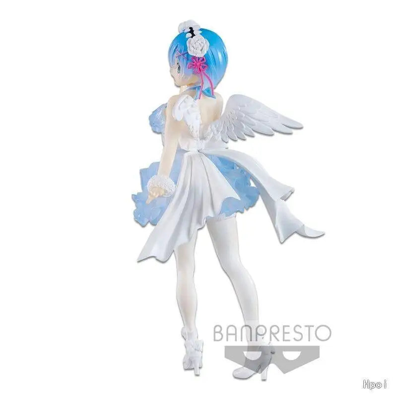 Bandai Japanese Version Megahouse Re Zero Angel Rem Figure Pvc Anime Collectors Home Display Detailed High Quality Collectible