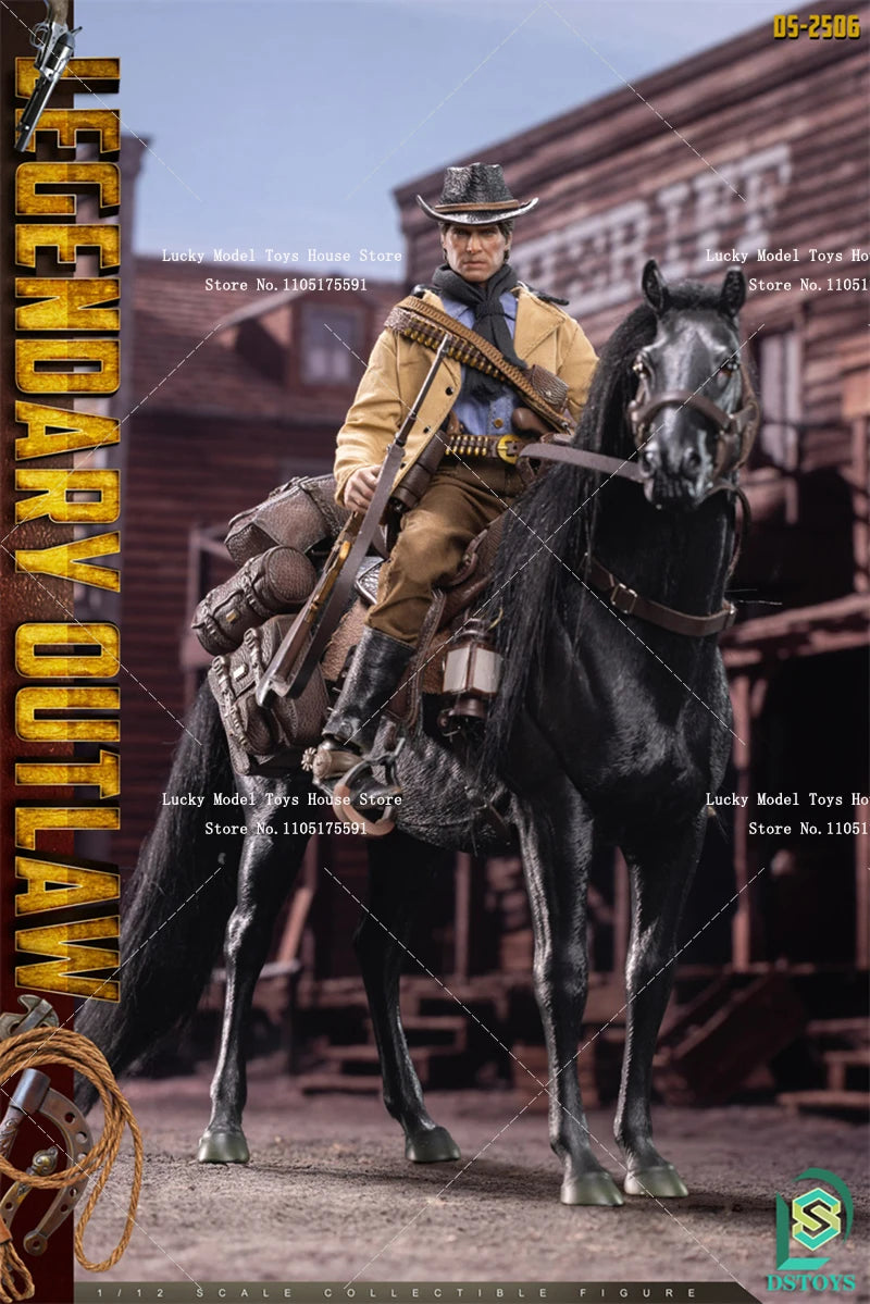 DSTOYS Original 1/12 Western Movie Handsome Cowboy Action Figure Mini Horse Model Ornament 6inch Man Windbreaker Soldier Gifts