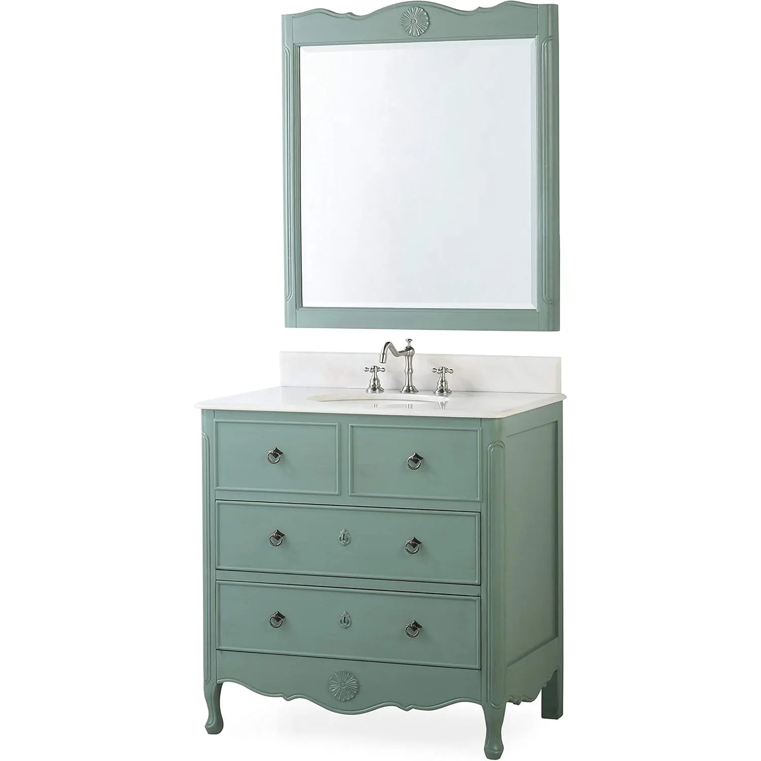 Cottage Look Daleville Bathroom Sink Vanity ZK 81Y MIR with Mirror Vintage Mint Blue