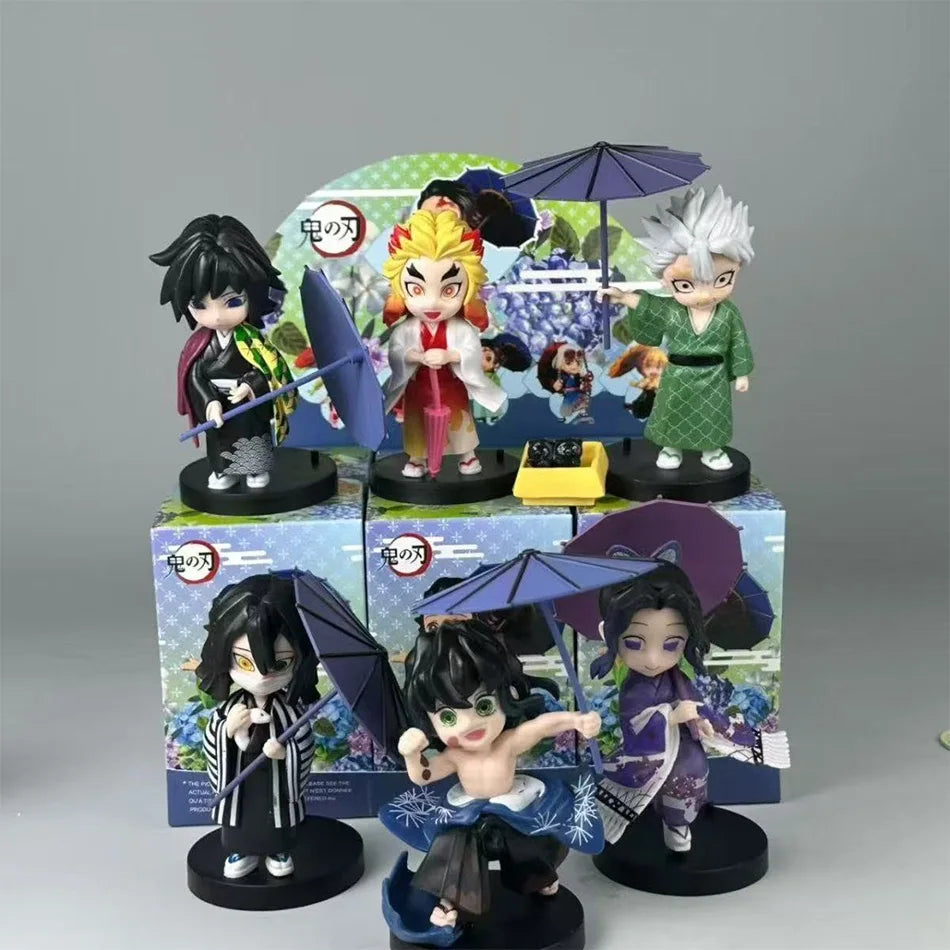 Demon Slayer Plum Rain Series Blind Box Nezuko Tanjiro Q Version PVC Figures Mystery Pack Birthday Christmas Gift
