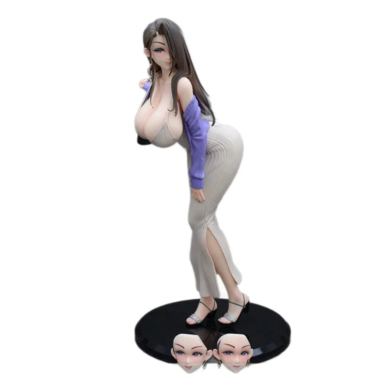 Anime Beautiful Girl Figure Interchangeable Face Pvc Collectible Model Desktop Ornament For Adult Anime Collection Enthusiasts