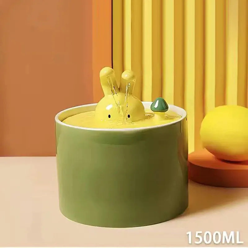 Creative Food Utensils for Cat Dog Ceramic Flow Circulating Water Dispenser, Silent, Automatic, Rabbit Shaped, Pet Supplies, 1Pc