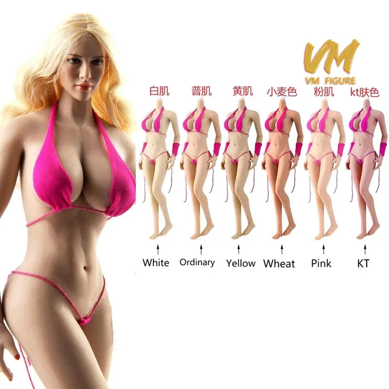 JIAOU DOLL 10E 19B 1/6 Flexible Female Seamless Body Detachable Foot 12"Small Mid Large Breast Action Figure Asian Europen Body