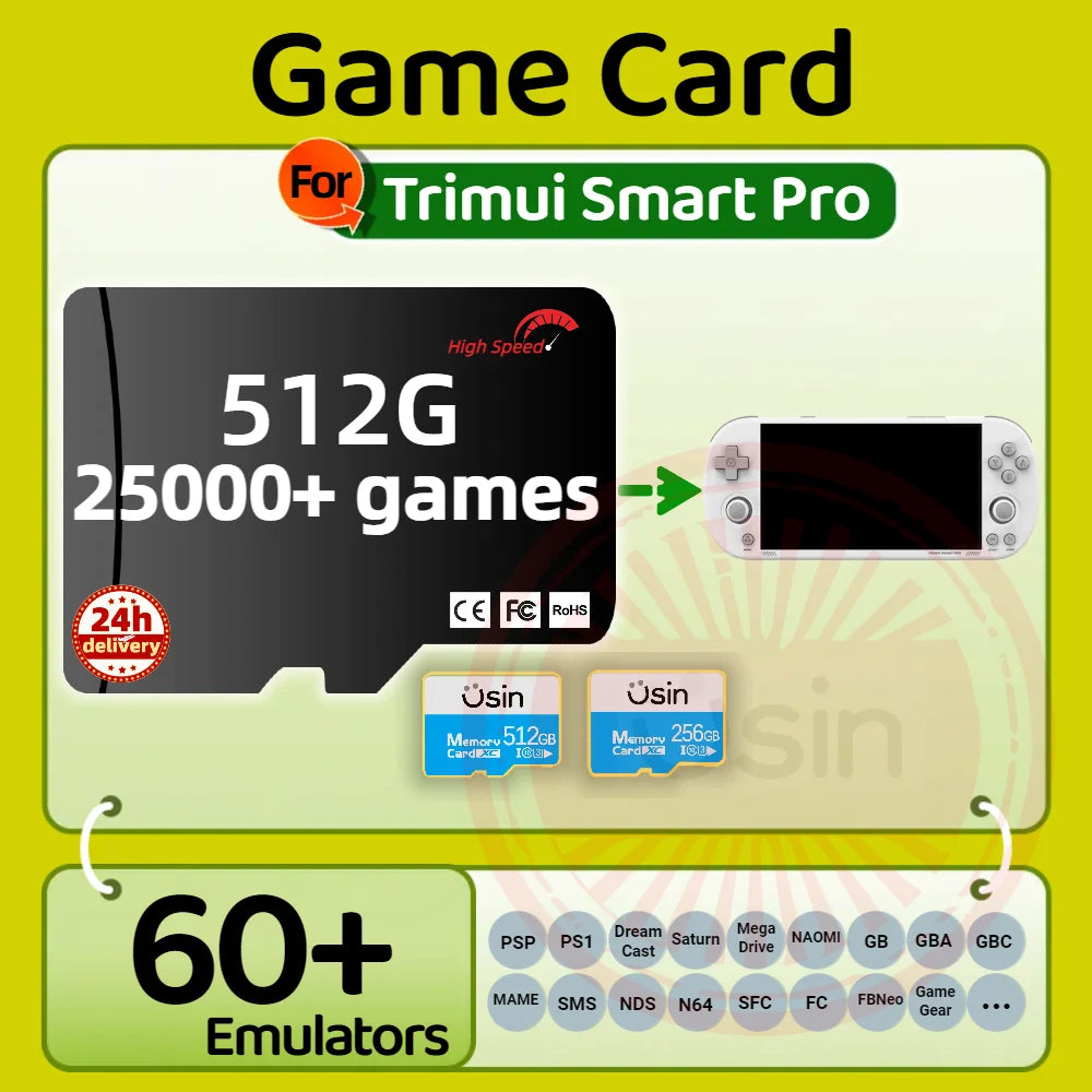 TF Game Card For Trimui Smart Pro Brick Retro Games More PSP PS1 Portable Handheld Console H-Speed Gift Memory SD 512G 256G