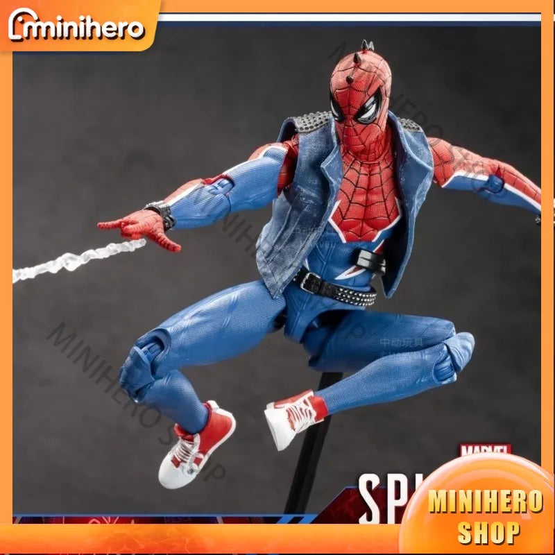 In stock ZD Toys Zhongdong Official Spider-Man Punk Costume Action Figure with Articulated Joints Collectible Toy Model