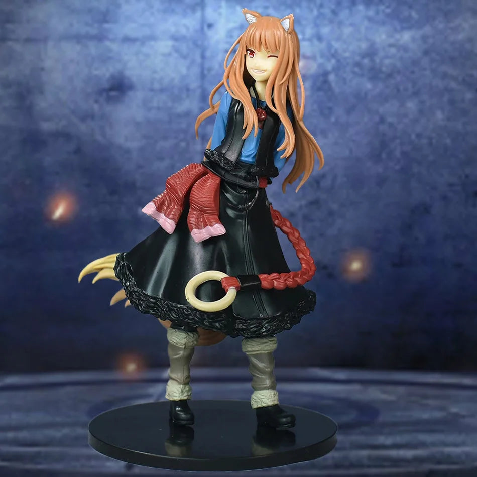 Aixlan Spice and Wolf Figur Holo Wink Wolf Tail Girl PVC Actionfigur Amine Geburtstagsgeschenk Sammlerfigur