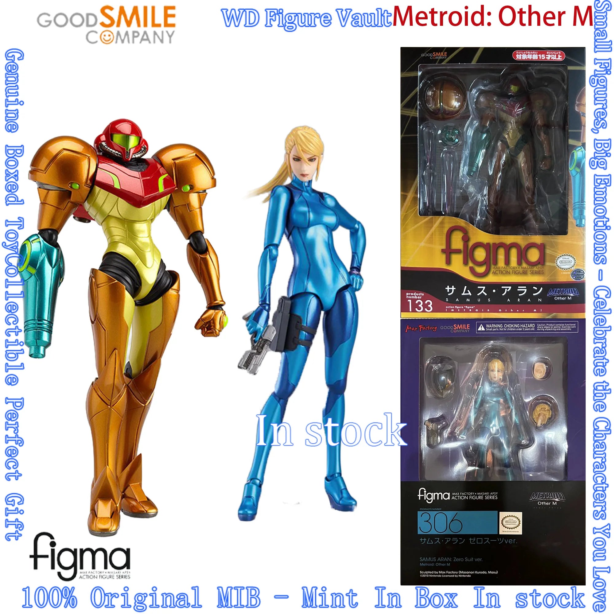 In stock GSC GSAS Max Factory Figma 306 133 Metroid Other M Samus Aran - Zero Suit ver. New Stock Figures Genuine Boxed Toy Gift