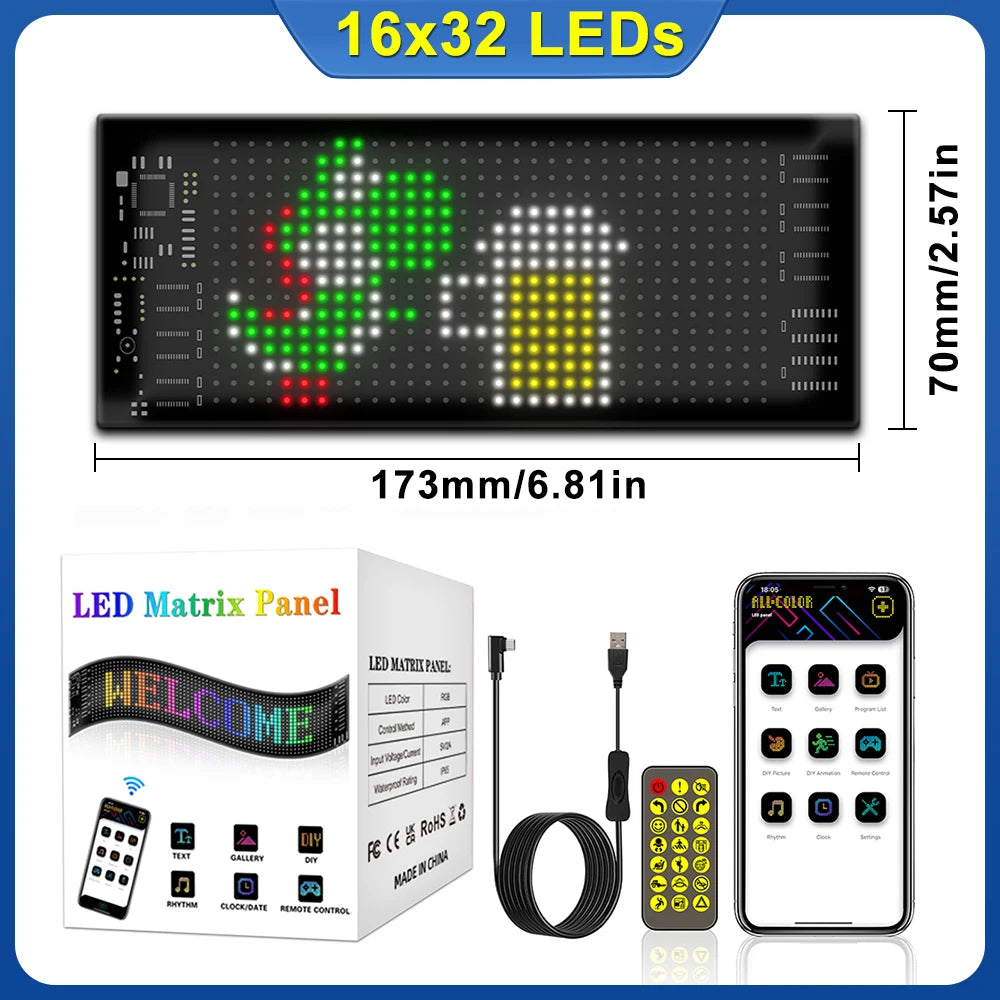 Smart Programmable Devil Eyes Flexible Panel Light For Cars APP Control LED Matrix Display Screen Message Scrolling Light