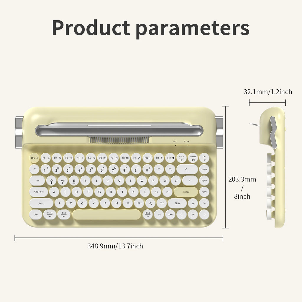 AJAZZ AF84 Multl-Device Keyboard Dual Mode 2.4G/Bluetooth5.0 With Card Slot Bracket Position Typewriter Office Membrane Keyboard