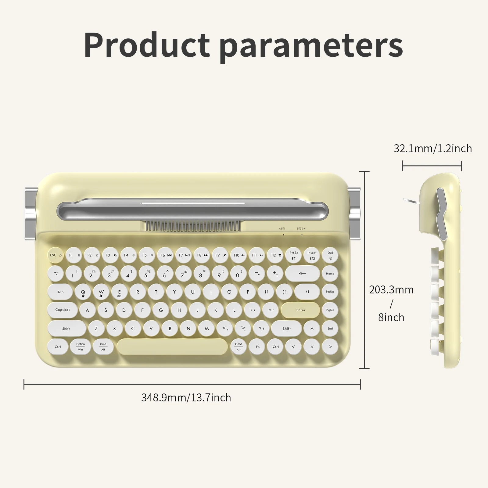 AJAZZ AF84 Multl-Device Keyboard Dual Mode 2.4G/Bluetooth5.0 With Card Slot Bracket Position Typewriter Office Membrane Keyboard