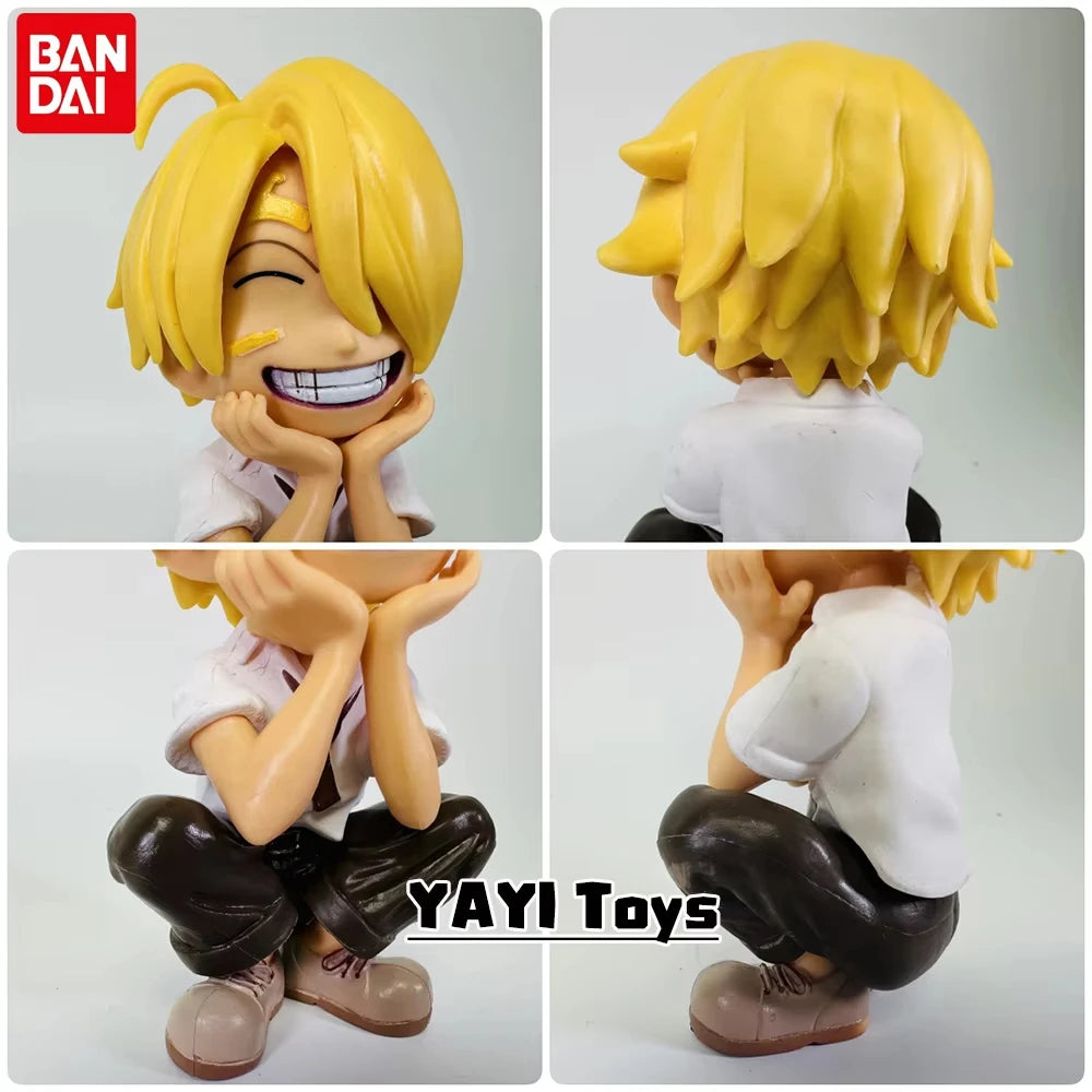 One Piece Anime Figure Sitting Laughing Luffy Action Figures Kawaii Sanji Zoro Figurine Collection Toys Doll Gift Model