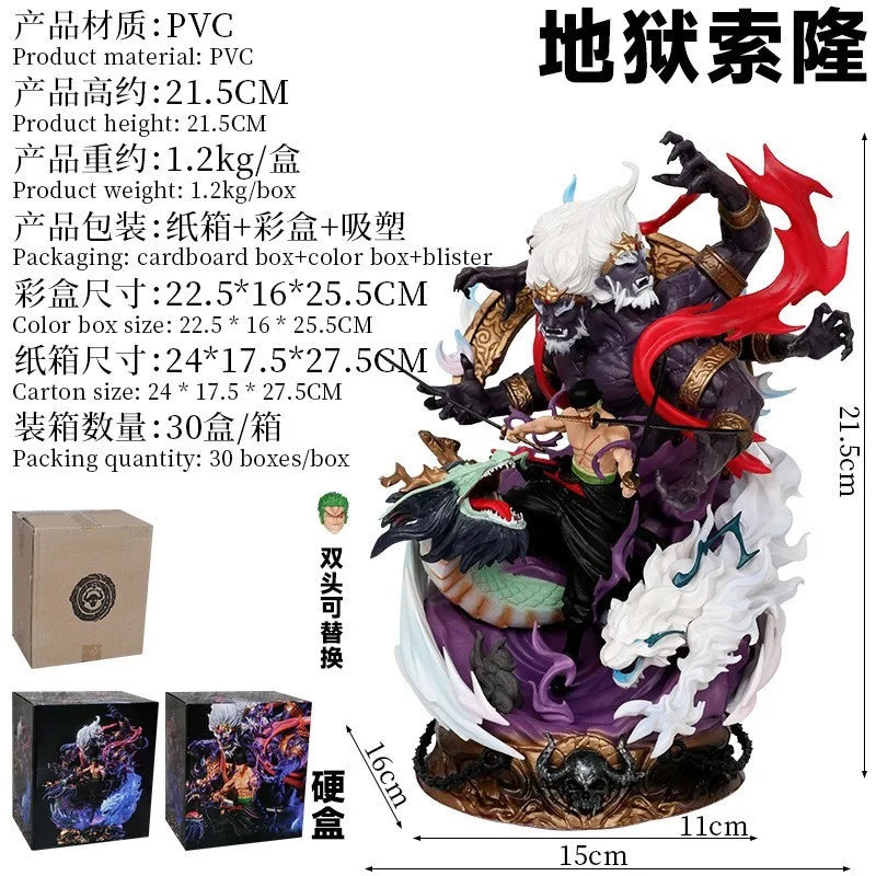 One Piece Anime Figure Lx Sauron Hand-Made King Hell Yan Mo Luo Luo Noah Model Statue Decoration Home Accessories Christmas Gift
